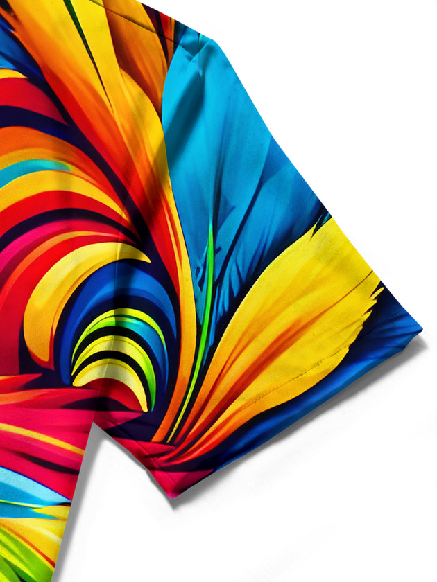 men's colorful Hawaiian shirt close-up short sleeve