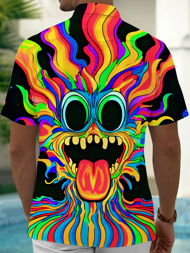 Men's abstract print short sleeve shirt back view