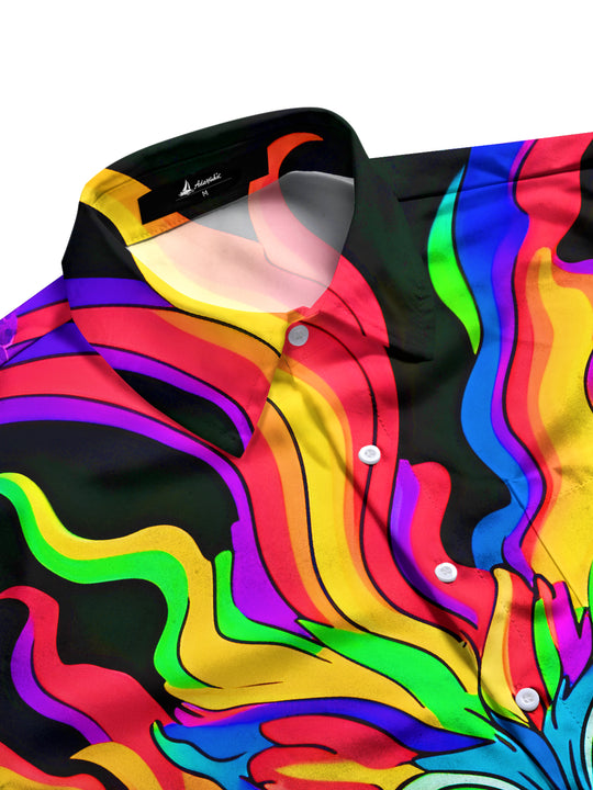 men's art print shirt side view