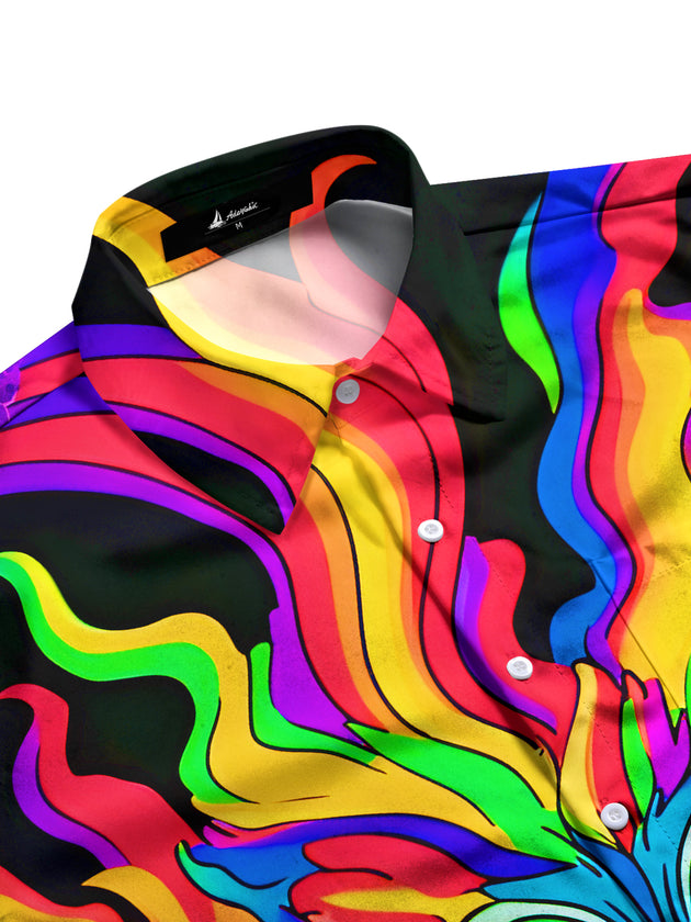 men's art print shirt side view