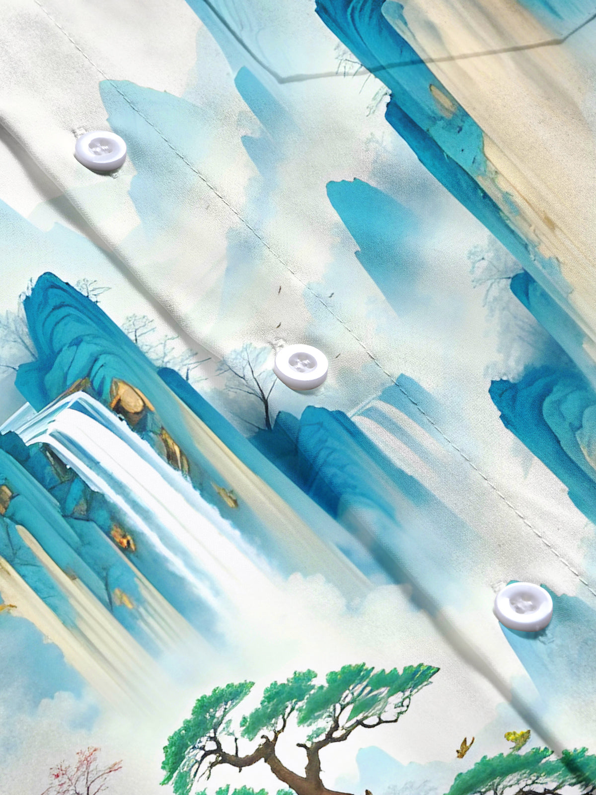 Landscape Painting Men's Pocket Short Sleeve Shirts