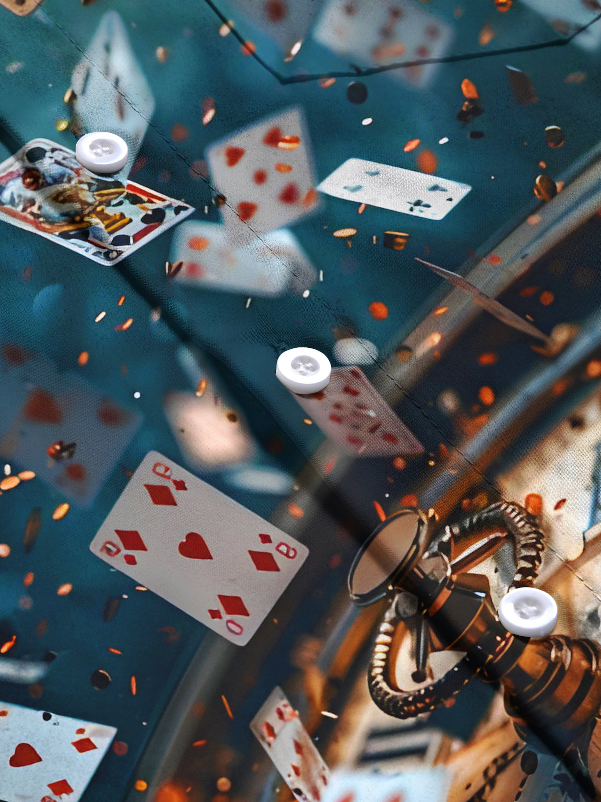 Poker Roulette Men's Pocket Short Sleeve Shirts