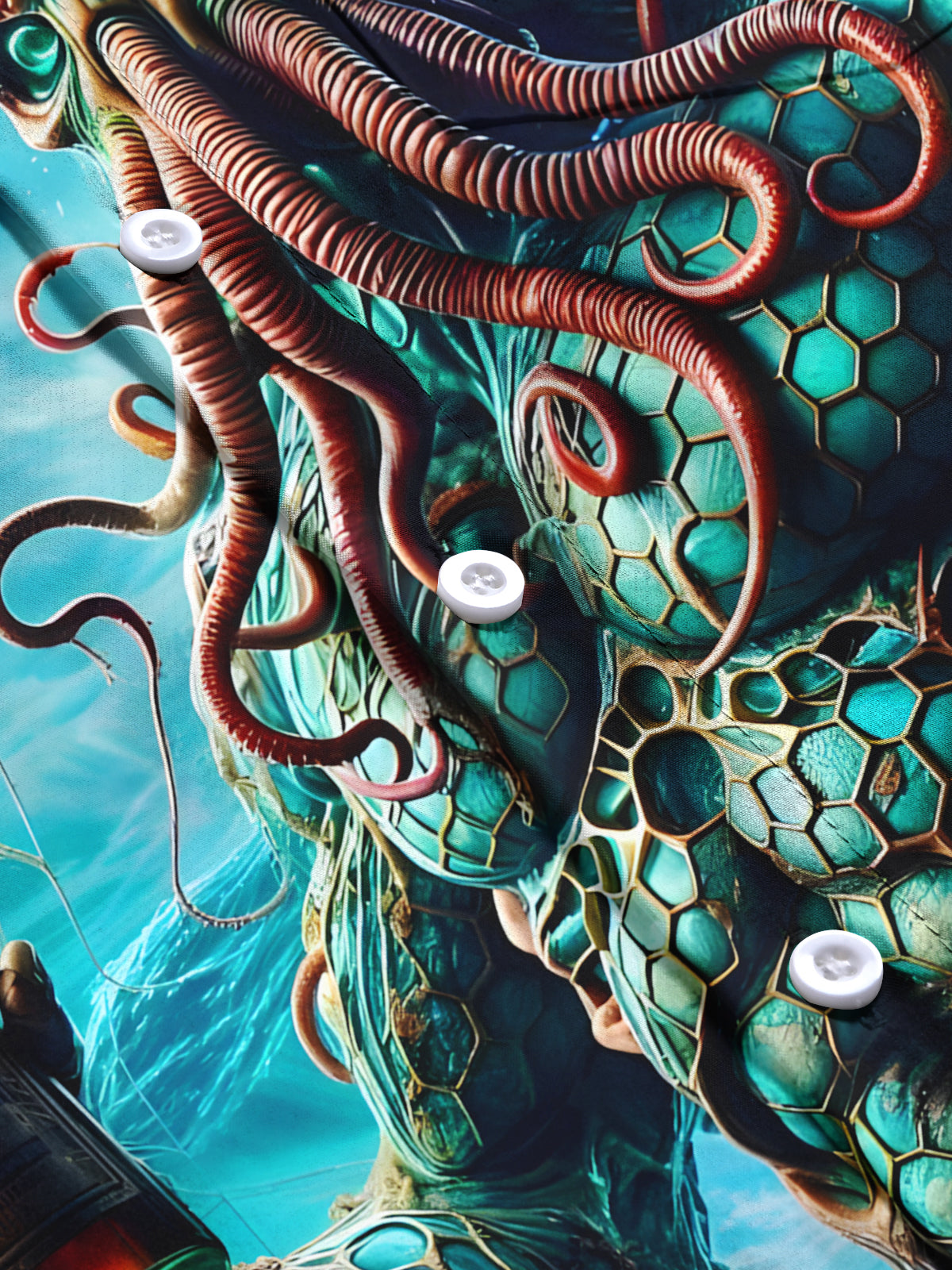 Octopus Pirate Print Men's Pocket Short Sleeve Shirts