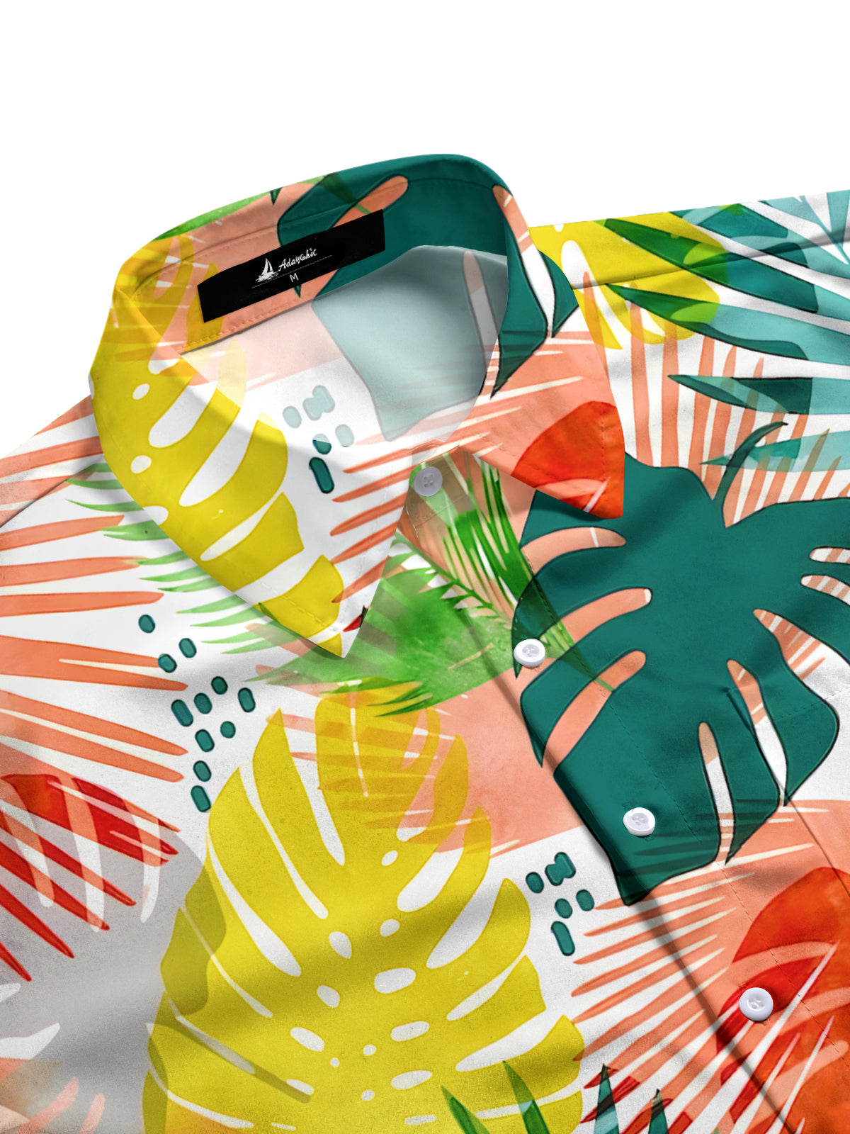 Hawaiian Leaf Print Men's Pocket Short Sleeve Shirts