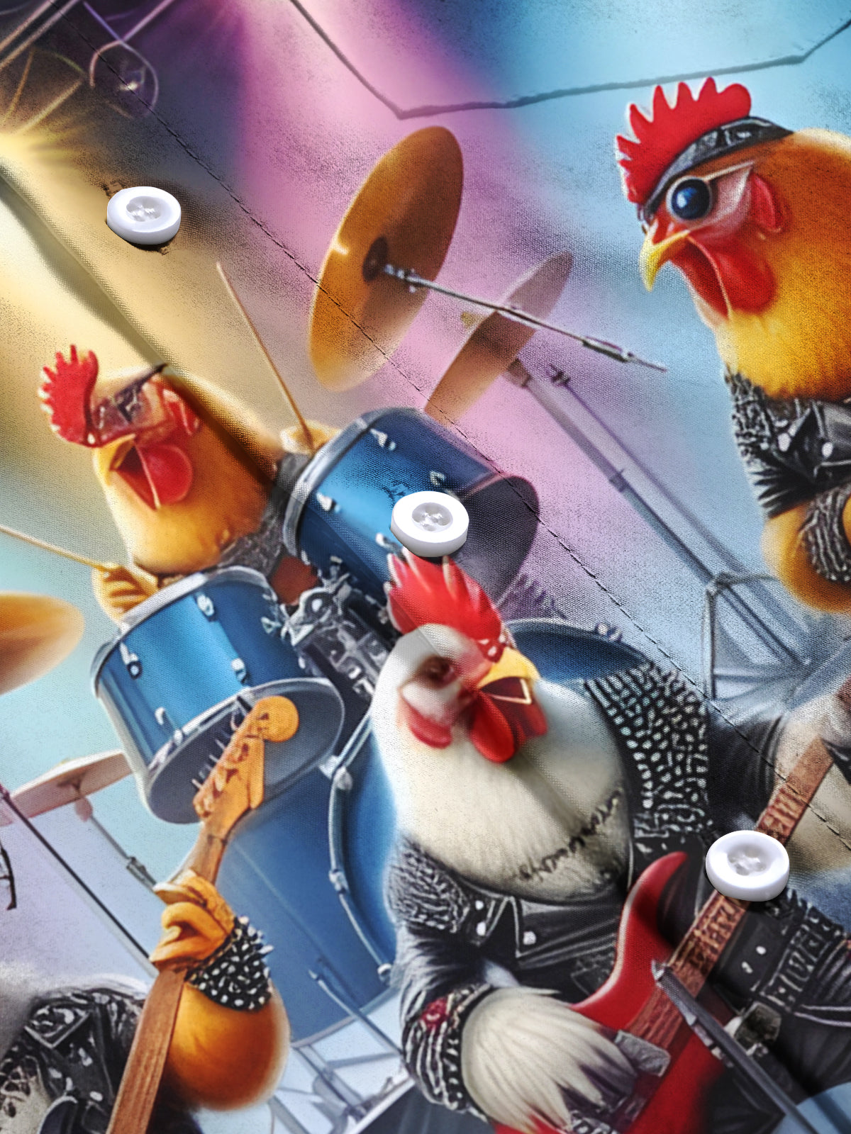 Rock Rooster print Men's Pocket Short Sleeve Shirts