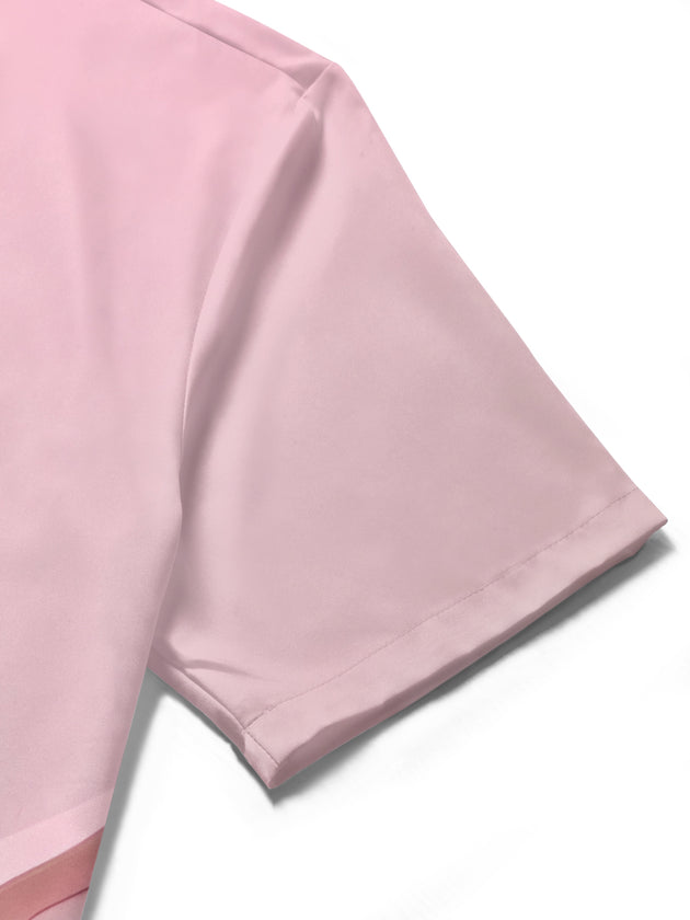 Men's floral print short sleeve shirt close-up detail view
