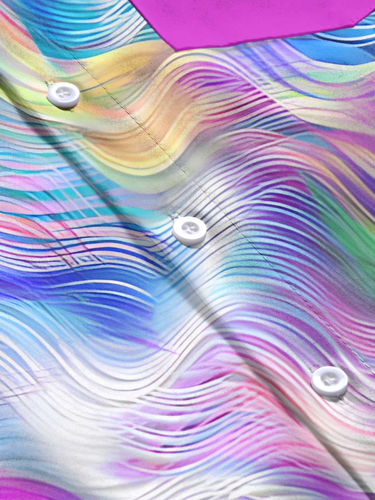 Gradient Line Print Men's Pocket Short Sleeve Shirts