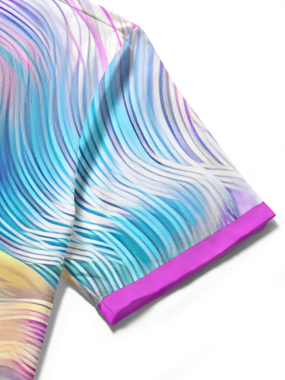 Gradient Line Print Men's Pocket Short Sleeve Shirts