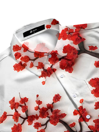 men's floral short sleeve flat lay shirt