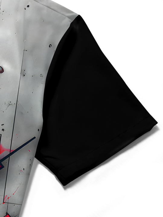 men's printed shirt close-up short sleeve
