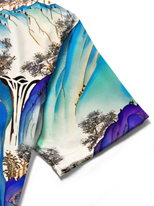 men's printed shirt close-up short sleeve