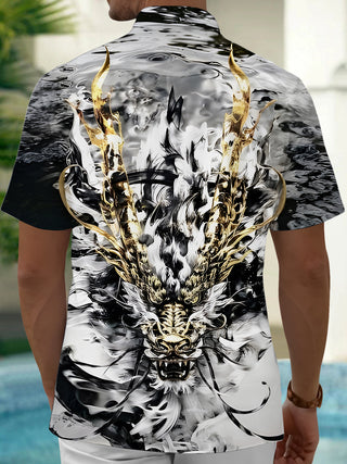 men's Chinese dragon shirt side view