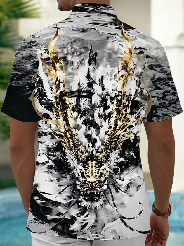 men's Chinese dragon shirt side view