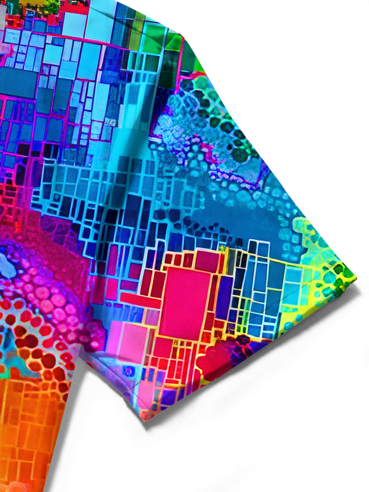 Tie Dye Colorful Geometric Men's Pocket Short Sleeve Shirts