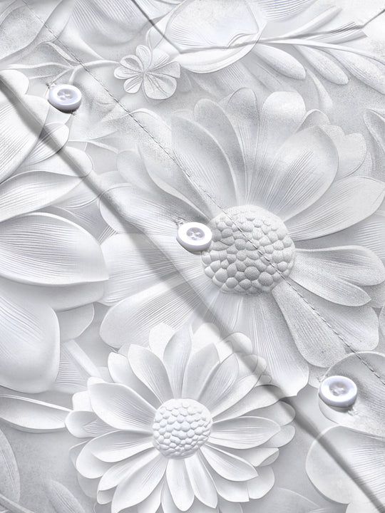 Men's floral pattern short sleeve shirt flat lay detail view
