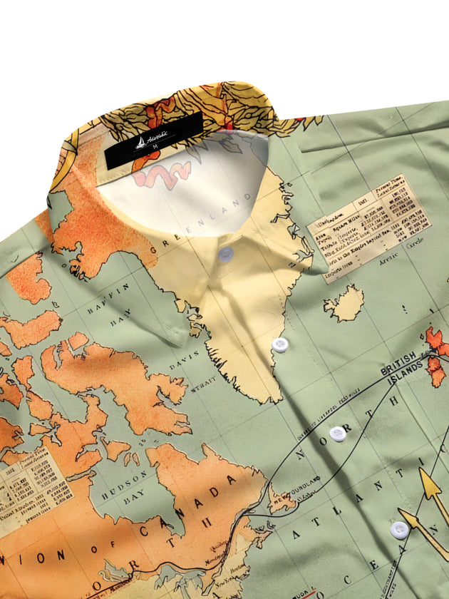men's world map pattern shirt side view