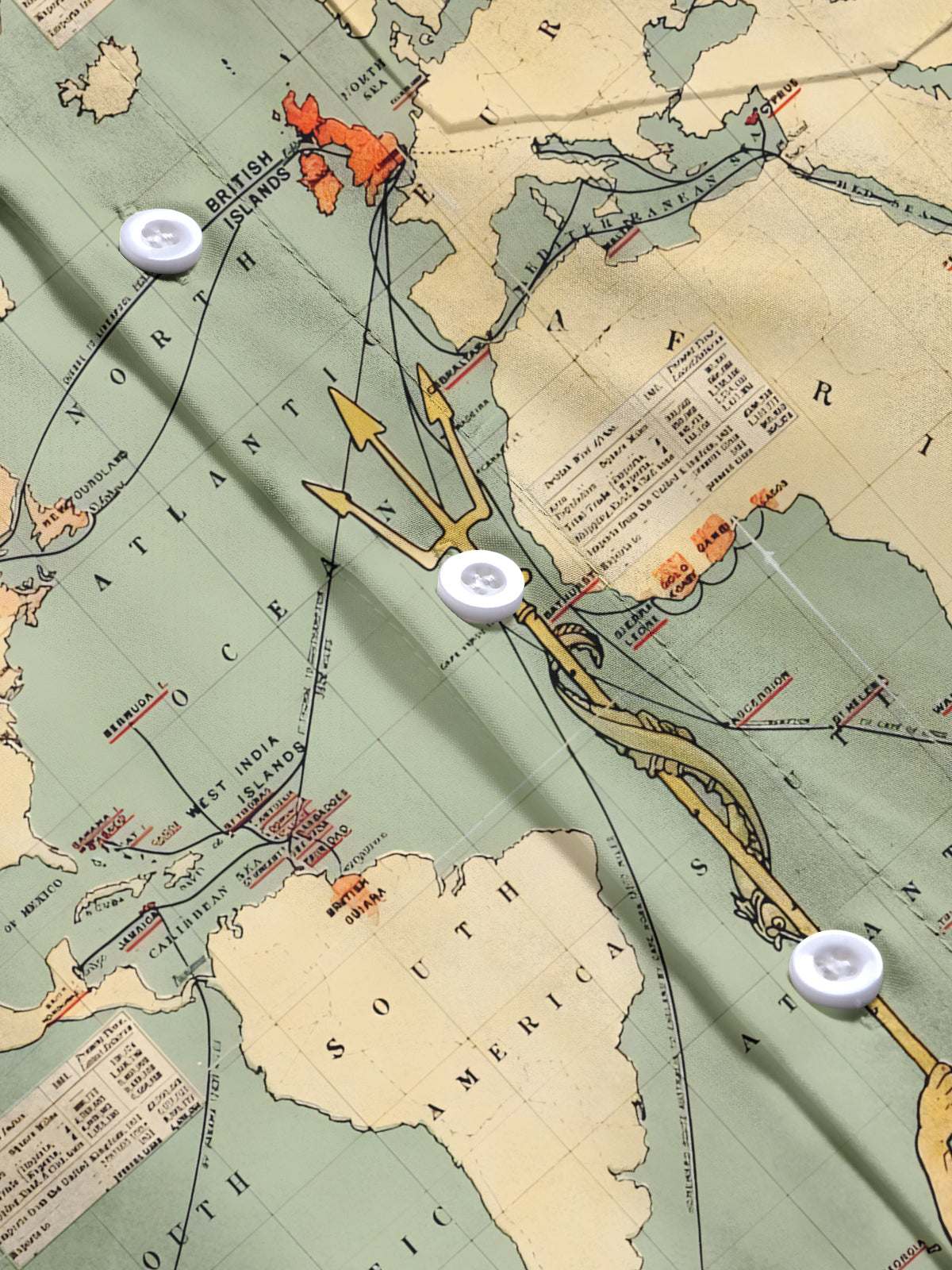 World Map Print Men's Pocket Short Sleeve Shirts