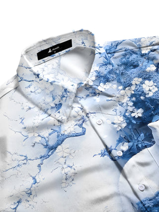 men's floral short sleeve flat lay shirt