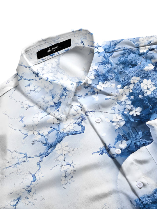 men's floral short sleeve flat lay shirt