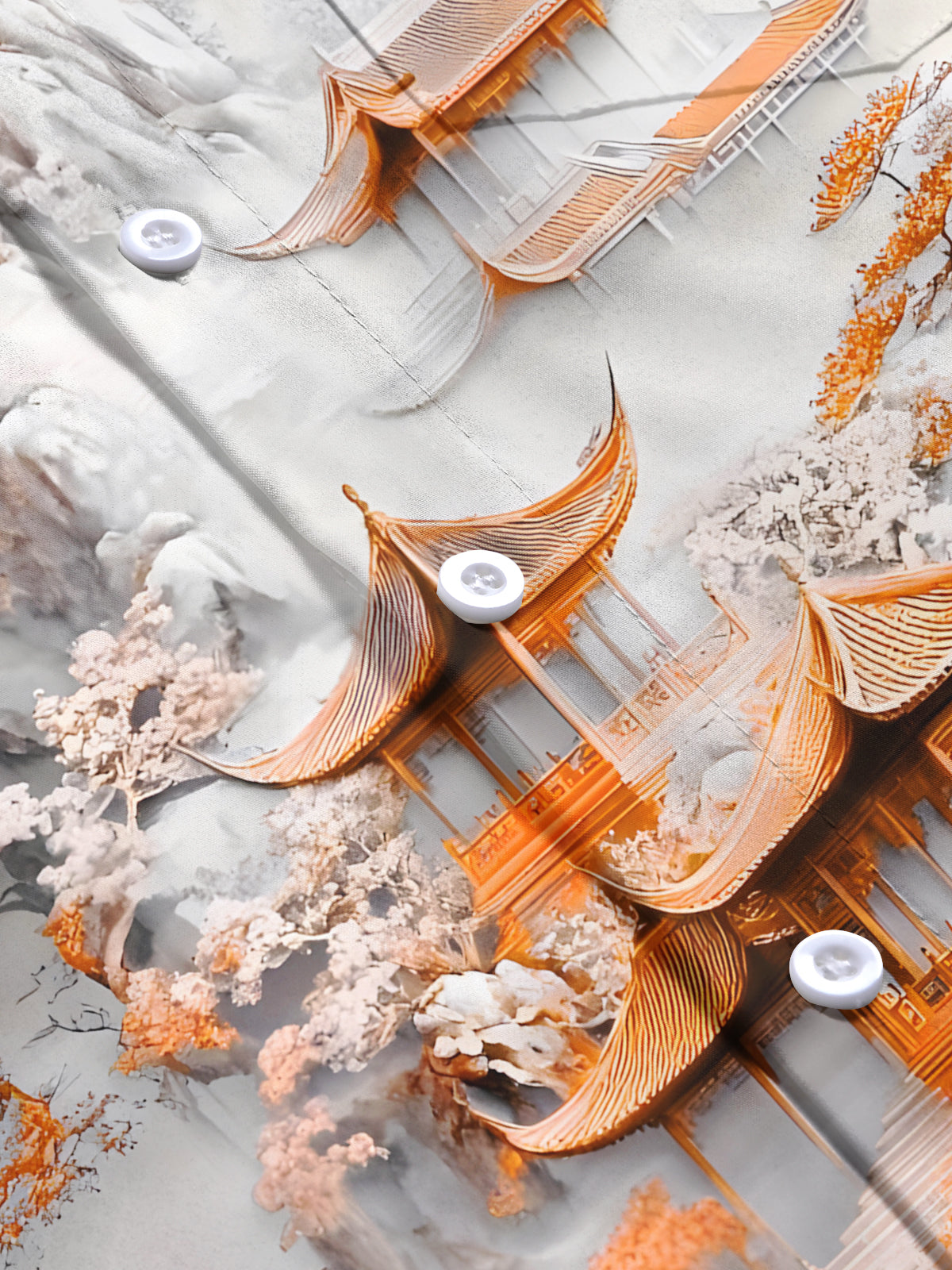 Floral Courtyard Print Men's Pocket Short Sleeve Shirts