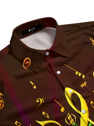 men's guitar print shirt side view