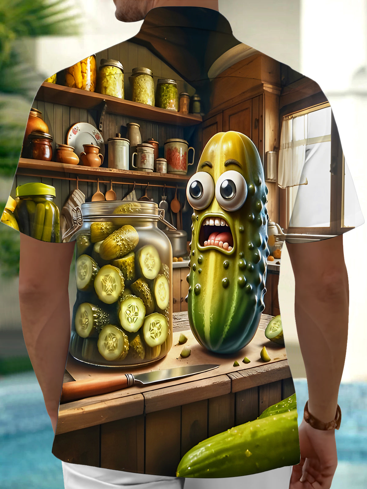 Funny Cucumber Men's Pocket Short Sleeve Shirts