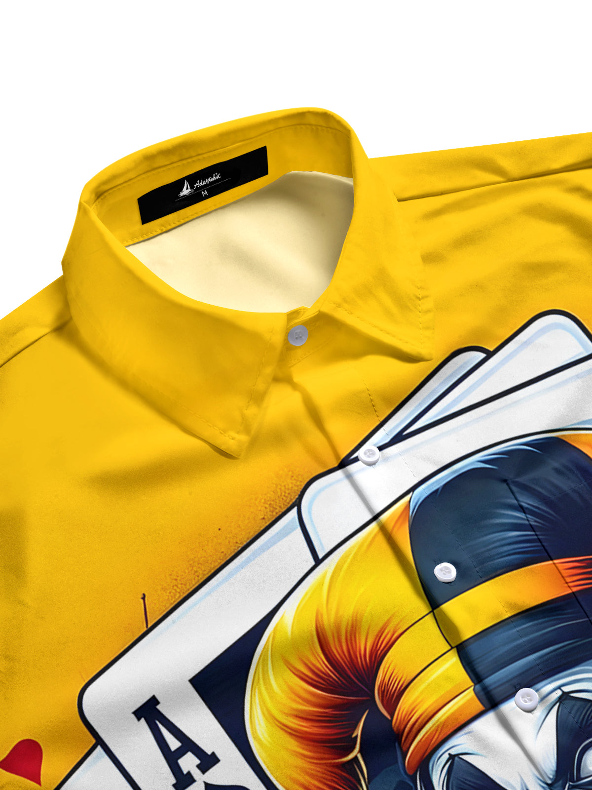 Fun Poker Clown Print Men's Pocket Short Sleeve Shirts