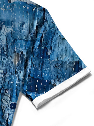 men's printed shirt close-up short sleeve
