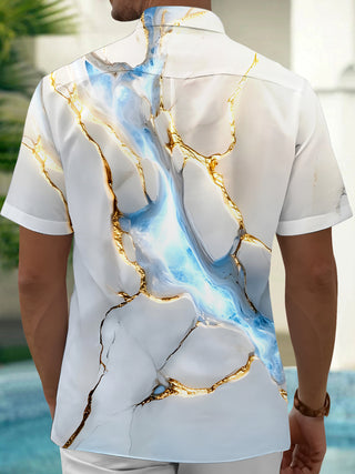 men's geometric print shirt back view
