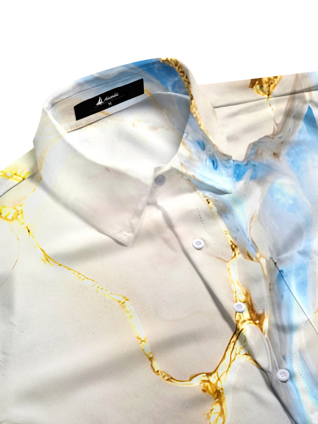 men geometric print half sleeve shirt side view