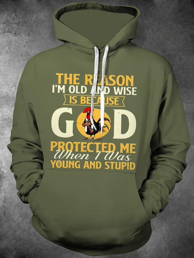 Men's funny words long sleeve pullover hoodie front view