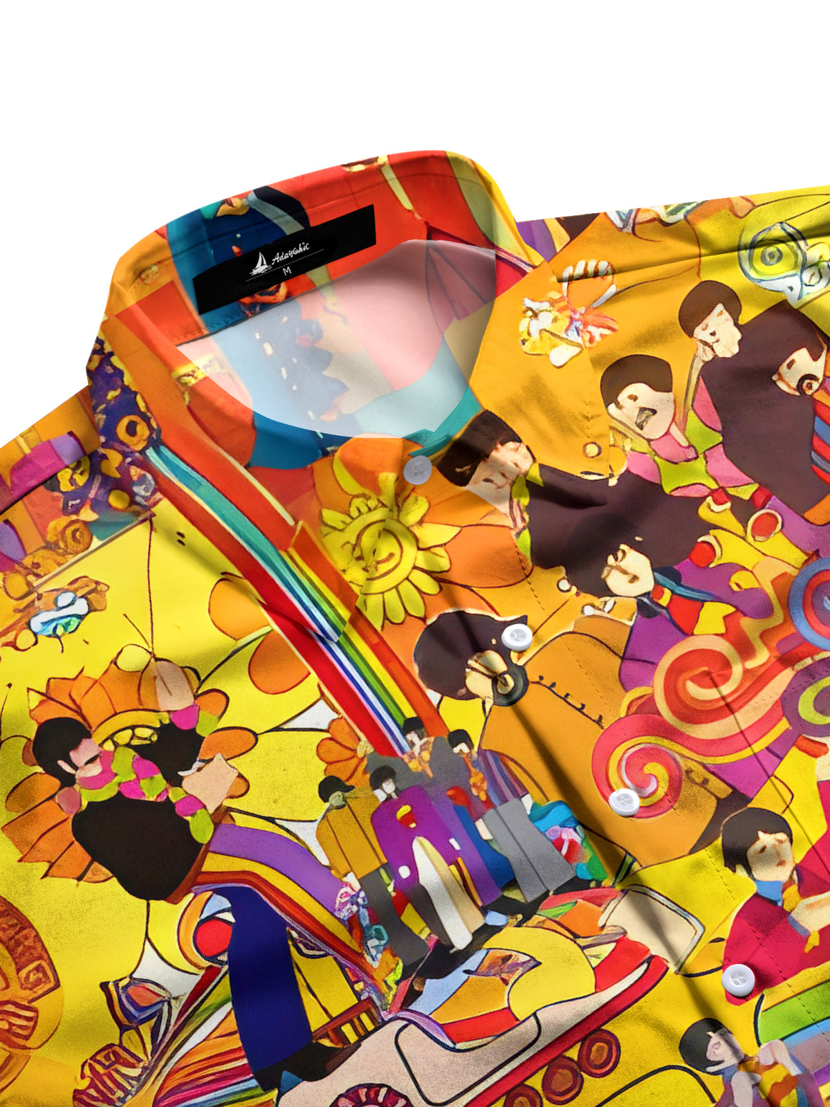 men's guitar print shirt side view