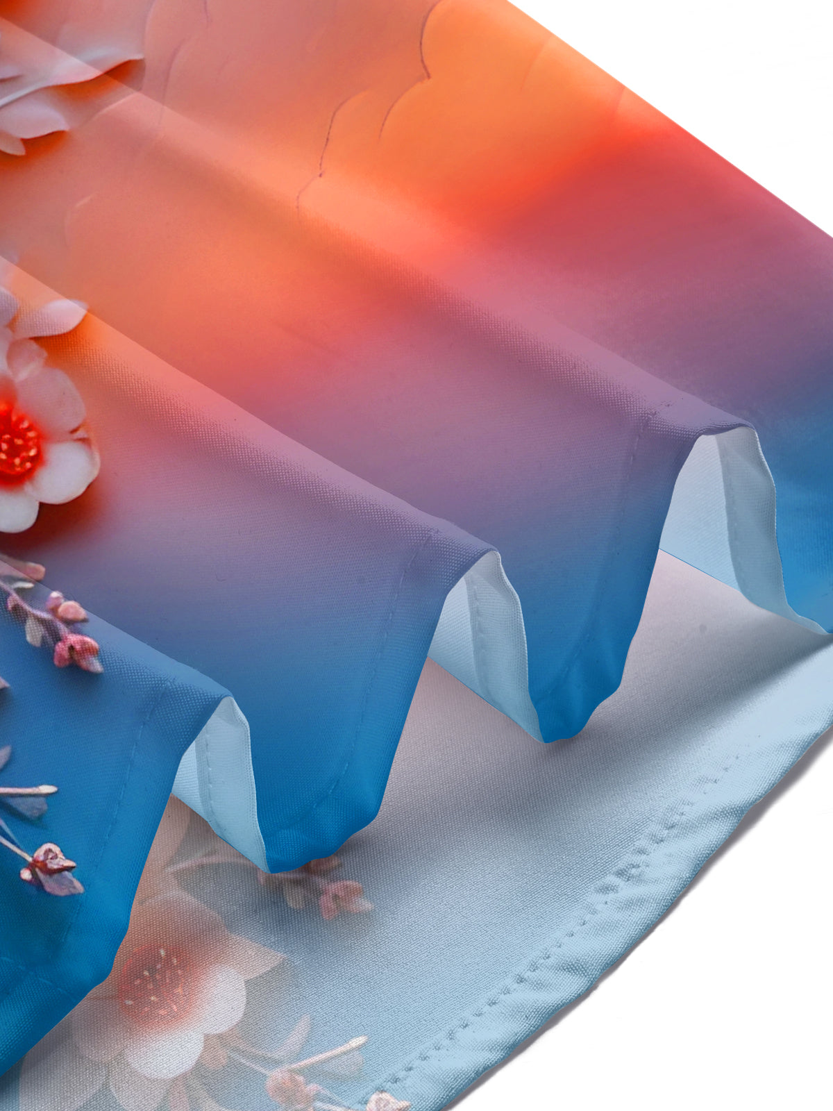 Gradient Flowers Birds Men's Pocket Short Sleeve Shirts