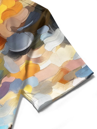 men's art print shirt close-up short sleeve