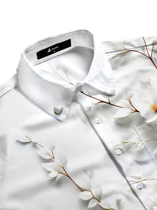 men's floral short sleeve flat lay shirt