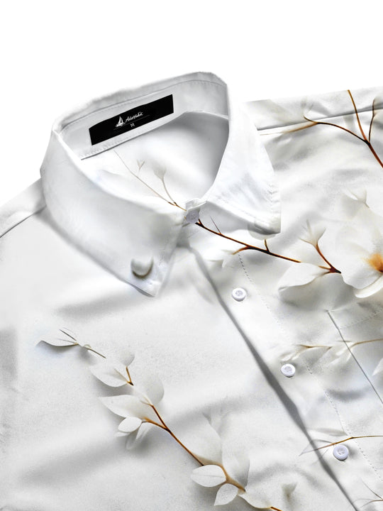 men's floral short sleeve flat lay shirt