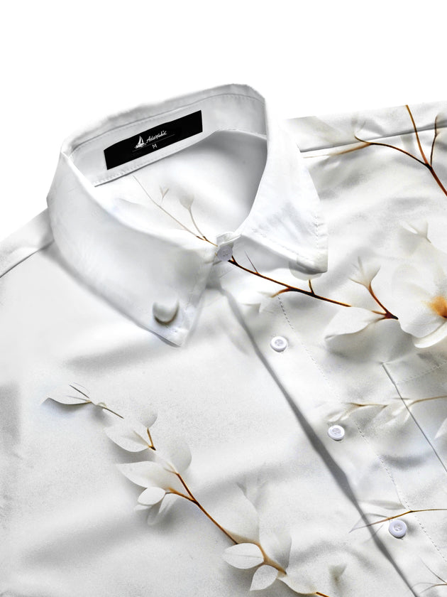 men's floral short sleeve flat lay shirt