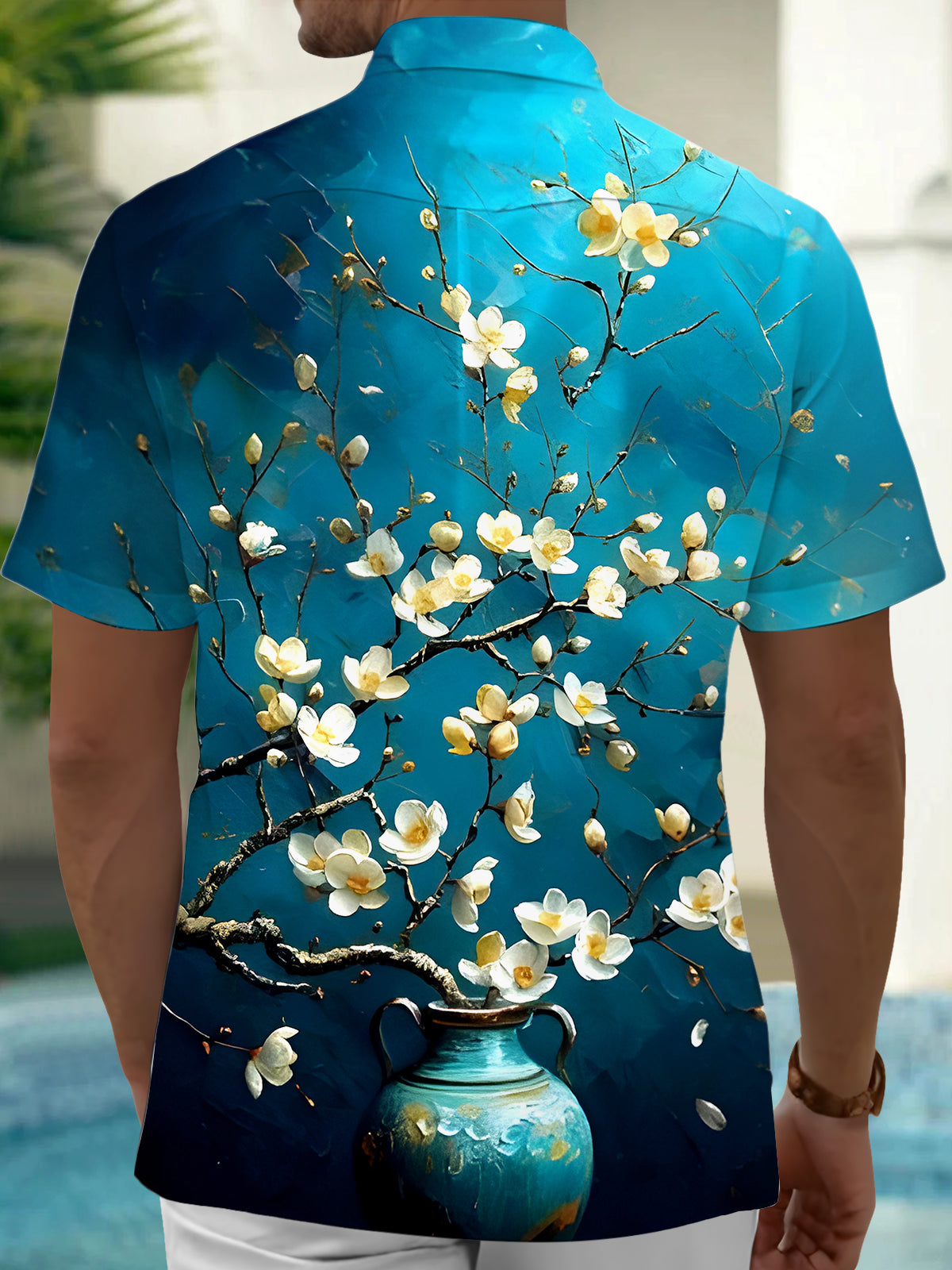 Floral Men's Pocket Short Sleeve Shirts