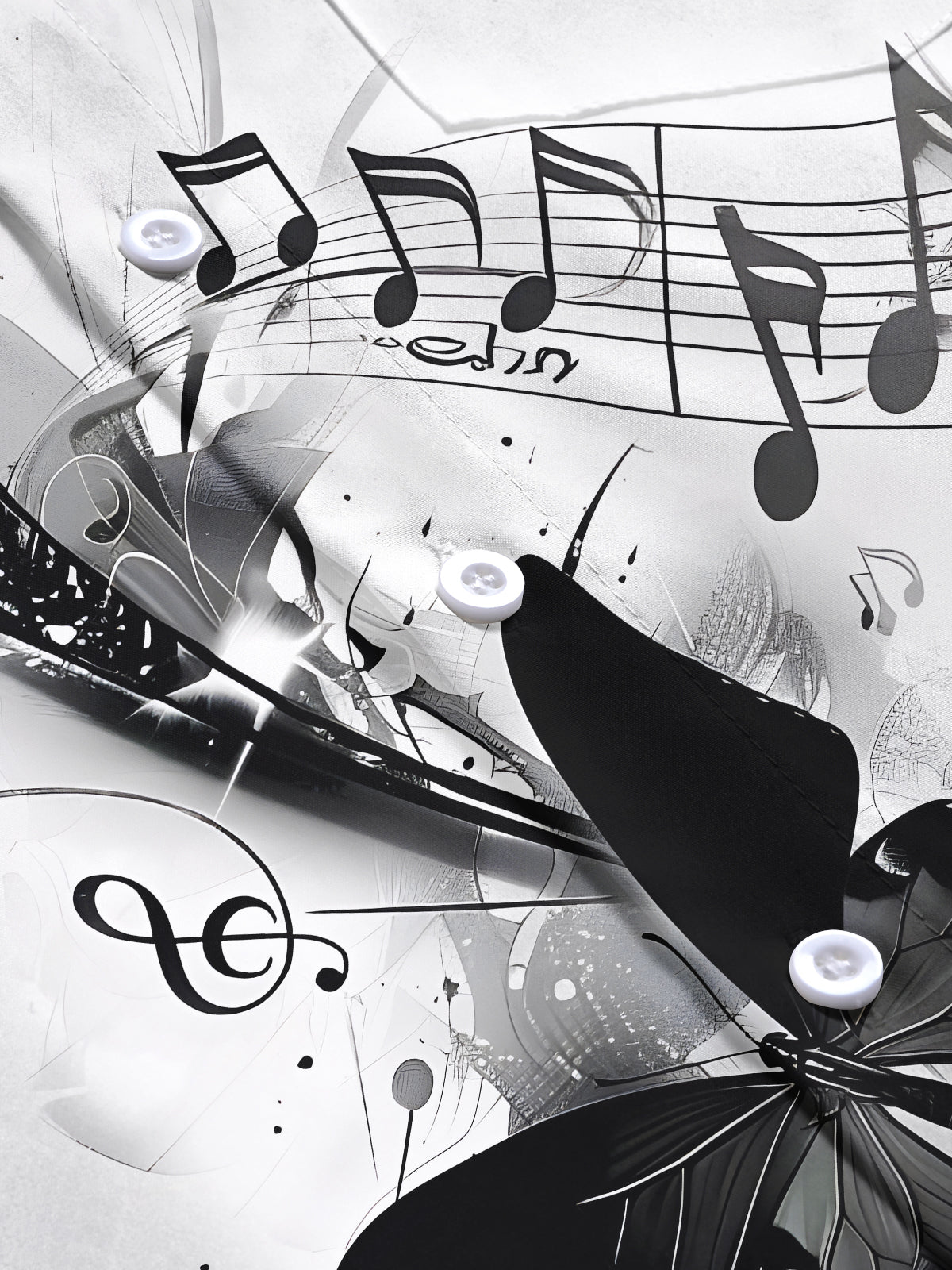 Musical Note Butterfly Men's Pocket Short Sleeve Shirts