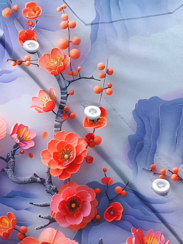 men's floral shirt close-up short sleeve