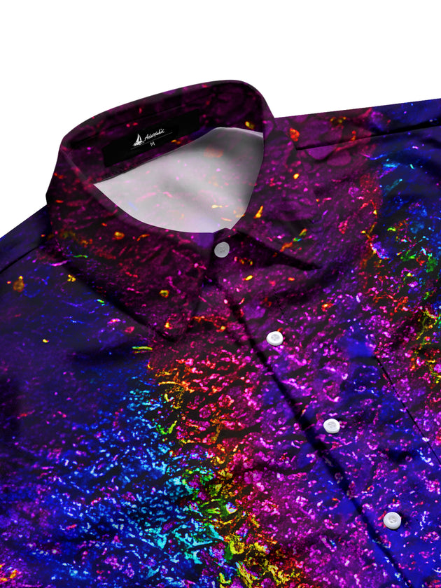 men's abstract print short sleeve flat lay shirt