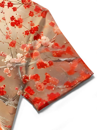 men's floral shirt close-up short sleeve