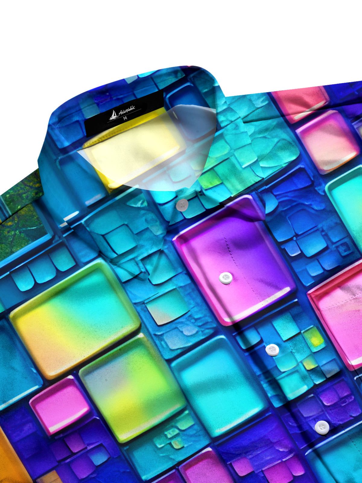 Color Block Geometry Men's Pocket Short Sleeve Shirts