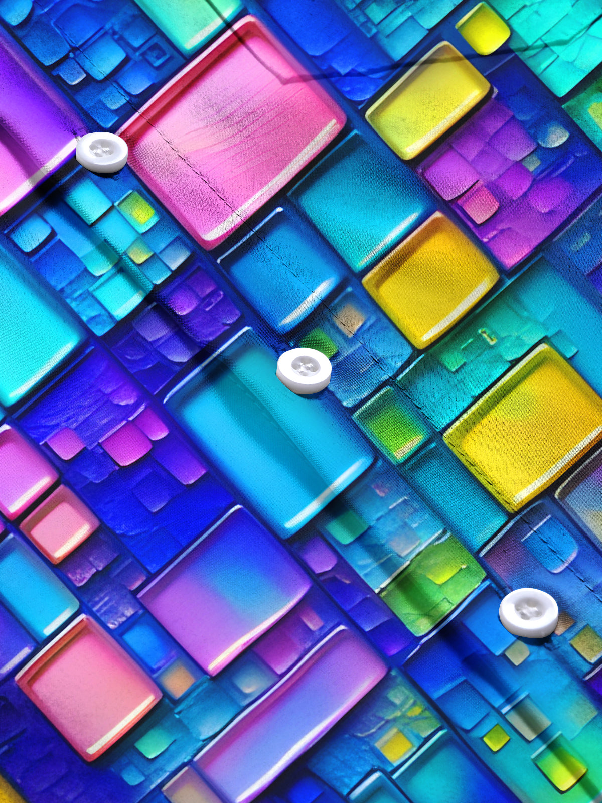 Color Block Geometry Men's Pocket Short Sleeve Shirts