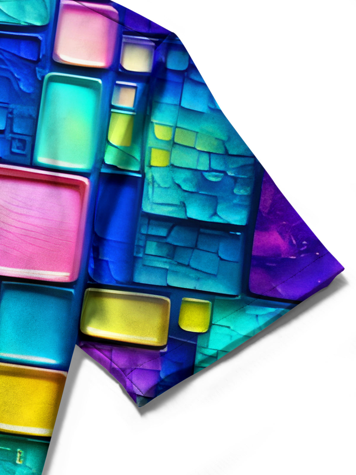 Color Block Geometry Men's Pocket Short Sleeve Shirts