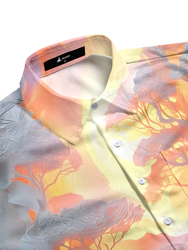 men's art print short sleeve flat lay shirt