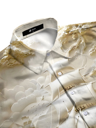 Men's boat art print pocket half sleeve shirt side view