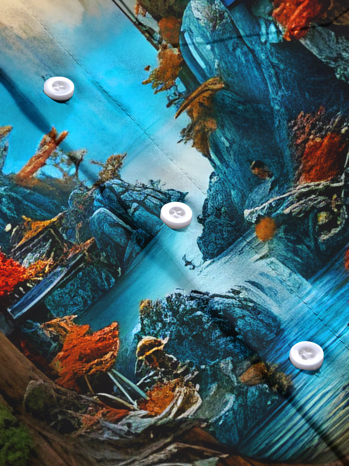 Floral Landscape Courtyard Men's Pocket Short Sleeve Shirts