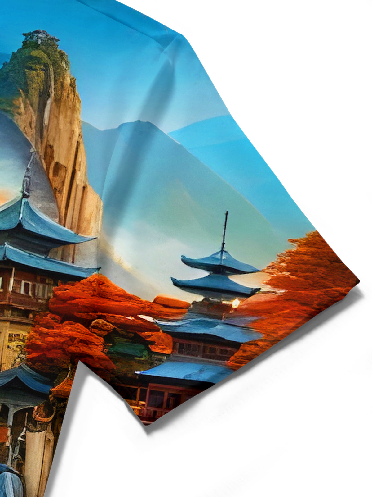 Floral Landscape Courtyard Men's Pocket Short Sleeve Shirts