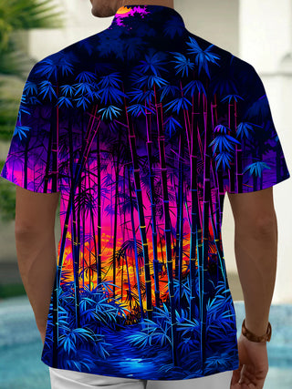 Men's bamboo forest pocket half sleeve shirt side view
